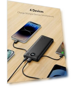 Portable Charger with Built-in Cables and AC Wall Plug — Charging Solutions, VRURC