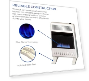 Ventless Natural Gas Blue Flame Space Heater with Thermostat Control — Portable Heating Solutions, ProCom