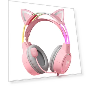Wired Gaming Headphones with Cat Ear Design — On-Ear Headphones, ONIKUMA