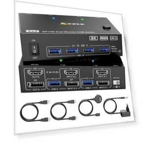 8K 60Hz HDMI and DP and USB3.0 Dual Monitor KVM Switch — KVM Switches, KC