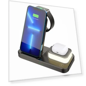 Foldable 3-in1 Wireless Charger with Adjustable Night Light — Chargers, Other