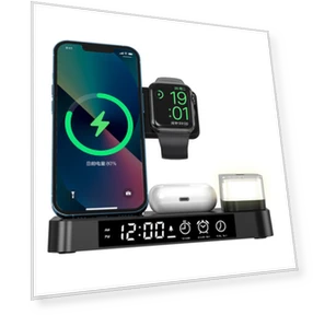 Three-in-One Wireless Charger with Multi-Function Clock — Chargers