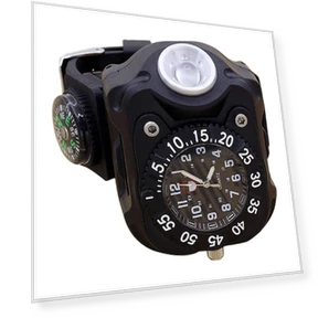 LED Light Wrist Strap Waterproof Watch with Compass — Sport Watches