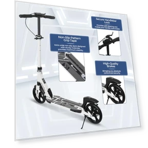 Adjustable Height Folding Kick Scooter with Large Sturdy Wheels — Push Scooters, Nattork