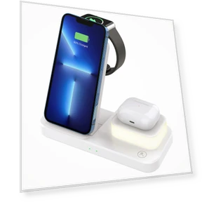 Foldable 3-in1 Wireless Charger with Adjustable Night Light — Chargers, Other