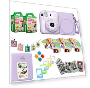 Instax Mini 12 Instant Camera + Pro Design Accessory Bundle — Instant, Fujifilm