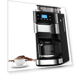 10-Cup Drip Coffee Maker with Built-In Grinder — Electric Blade Coffee Grinders, COWSAR