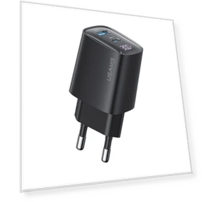 30W USB+USB-C / Type-C Dual Port GaN Digital Display Charger — Chargers, USAMS