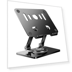 Dual Rod Support Alloy Steel Foldable Rotating Tablet Holder — Stands