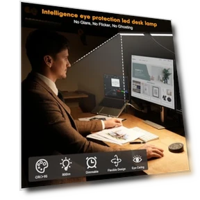 LED Desk Lamp with Clamp and Dual Screen Computer Monitor Gooseneck — Study & Desk Lighting