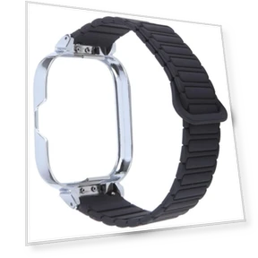 Metal Silver Frame Integrated I-shaped Magnetic Silicone Watch Band — Watch Accessories, Redmi