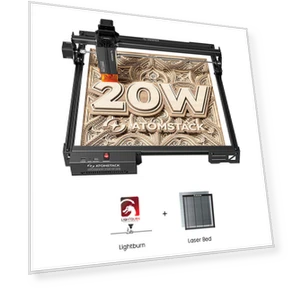 20W Laser Engraver with Laser Bed and Software License — Engraving Equipment & Accessories, ATOMSTACK