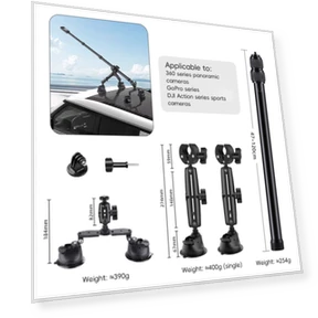 Dual-leg and Single-leg Car Suction Cup Mount with Selfie Stick Set — Vehicle Phone Holders