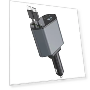 Multifunctional USB Retractable Dual-Line Digital Display Car Fast Charger — Charging Solutions