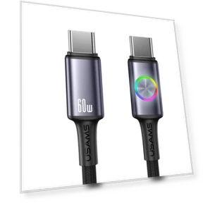 60W Type-C to Type-C Aluminum Alloy Data Cable with Colorful Light — Cables, USAMS