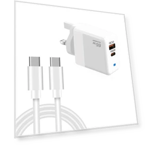 GaN PD 45W + USB Charger with Type-C to Type-C Data Cable — Chargers & Adapters