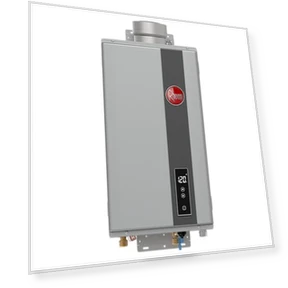 High Efficiency Non-Condensing Indoor Tankless Natural Gas Water Heater — Gas-Powered Room Warmers, Rheem