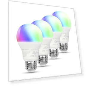 Smart A19 LED Light Bulb, Color Changing — LED, Amazon Basics