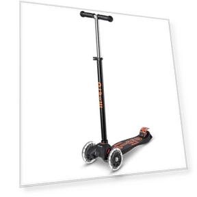 Three Wheeled Lean-to-Steer Scooter with LED Wheels — Push Scooters, Micro
