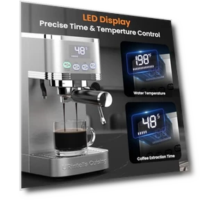 20 Bar Espresso Machine with Temperature Control LED Display — Espresso Machines, URintells Cuising