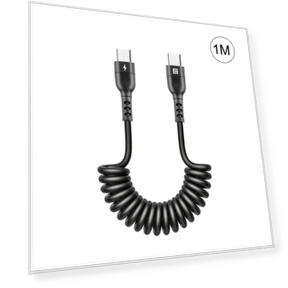 Retractable Coiled PD Fast Charging Cable — Cables, HAWEEL