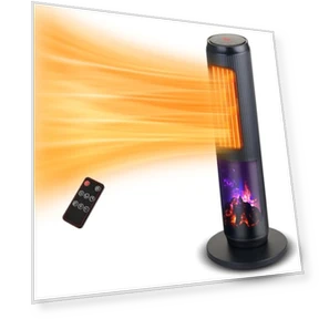 Ceramic Tower Space Heater with 3D Flame — Portable Heating Solutions, ETTFGUH