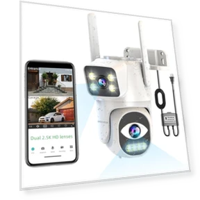 Dual-Lens WiFi Security Camera — Outdoor Security Cameras, EKOLVOSK