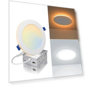 6 Inch 5CCT LED Recessed Ceiling Light with Night Light — Trim, ECOELER