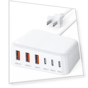 100W GaN 6 Port PD USB C QC USB A Wall Charger Adapter Plug Cube — Power Hubs, BOVICAS