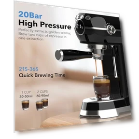 20 Bar Espresso Machine with Milk Frother — Semi-Automatic Espresso Machines, HBN