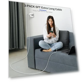 Fast Charger iPhone 3Pack with 6FT USB C to Lightning Cable — Lightning, Shenzhen huangxingfu Technology Co.,Ltd.