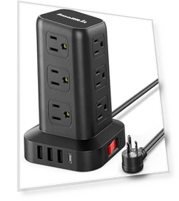 Surge Protector Power Strip Tower with USB Ports — Power Solutions & Surge Protection, SMALLRT