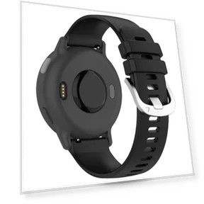 Liquid Glossy Silver Buckle Silicone Watch Band — Fitness Bands, Garmin