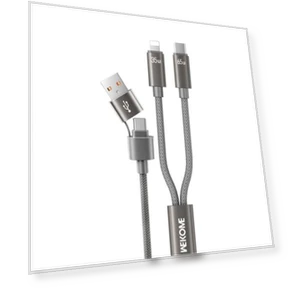 2 से 2 3A USB+टाइप-सी से 8 पिन+टाइप-सी फास्ट चार्जिंग डेटा केबल — केबल्स, WK