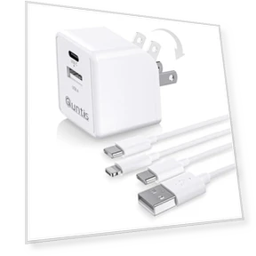 Foldable 15W Dual Port USB Wall Charger with 6FT Cable — Chargers, Quntis