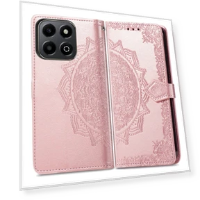 Mandala Flower Embossed Leather Phone Case — Flip Cases, Honor