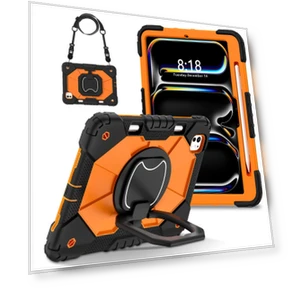 Contrast Color Robot Silicone Hybrid PC Tablet Case for iPad Pro 11 2024 — Keyboard Cases
