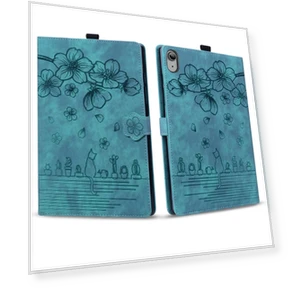Cartoon Sakura Cat Embossed Smart Leather Tablet Case for iPad 10th Gen 10.9 2022 — Protective Cases