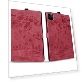 Cartoon Sakura Cat Embossed Smart Leather Tablet Case for iPad Pro 12.9 — Keyboard Cases