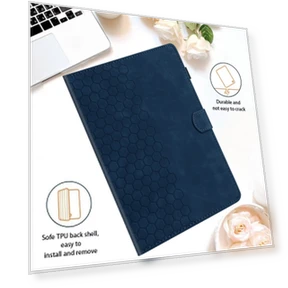 Honeycomb Embossed Leather Smart Tablet Case for Samsung Galaxy Tab S6 Lite — Keyboard Cases, Samsung
