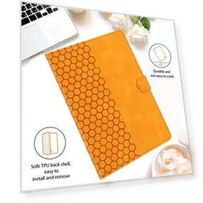 Honeycomb Embossed Leather Smart Tablet Case for Samsung Galaxy Tab S9 / S9 FE — Keyboard Cases, Samsung