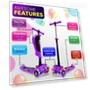 Thumbnail 3-Wheeled Scooter for Kids with LED Lights and Adjustable Handlebar — Balance Bikes, Hurtle