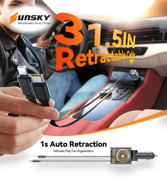 4 in 1 Retractable Cable Car Charger — Charging Solutions, JOYROOM