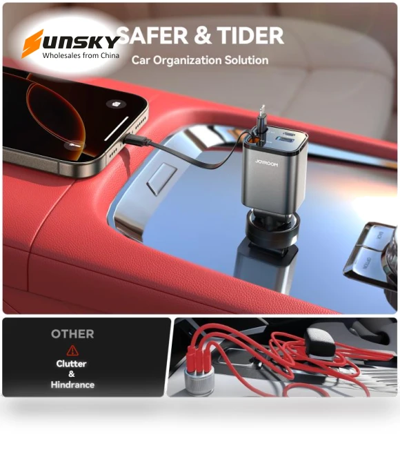 4 in 1 Retractable Cable Car Charger — Charging Solutions, JOYROOM