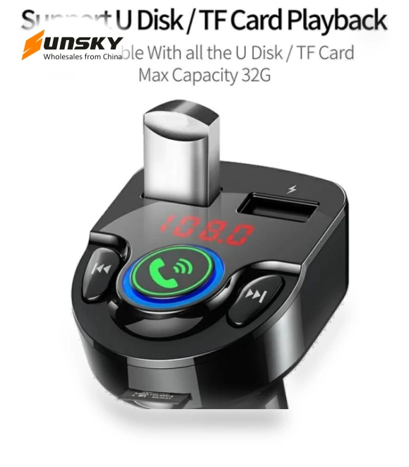 Bluetooth MP3 Player Voice Navigation Car Charger with Voltage Detection and FM Transmitter — FM Transmitters