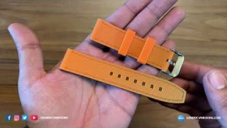 Generic Silicone Rubber Dual Colour Strap for Watch (Orange/Black Dots) | 4k Unboxing & Overview