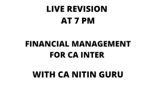 FM Live Revision l By Nitin Guru l CA INTER