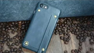 GL9-Waxy Real Leather Case for iPhone 7/8 Plus with Stand & wrist strap