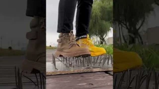 Safety shoe function test . #workshoes#shorts #guyisashoes#work boots