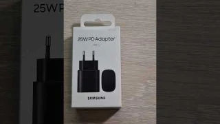 Распаковка и обзор сетевого зарядного устройства Samsung Type-C 25W Black EP-TA800 (2160р 4К)